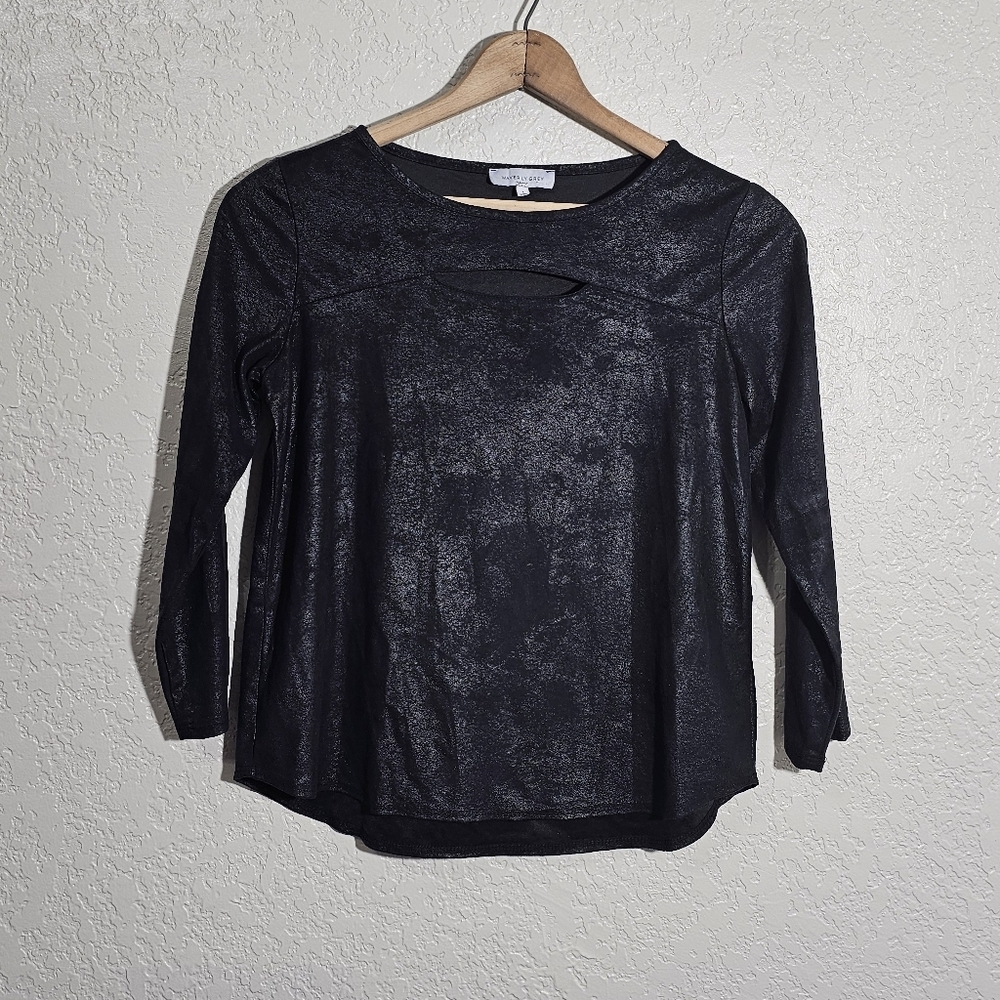 Anthro Waverly Grey Cutout Faux Suede Top